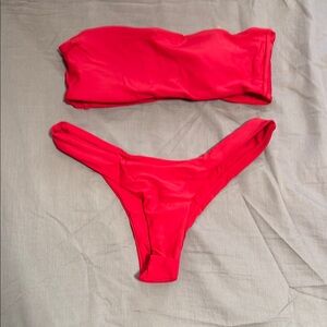 Red Bandeau Bikini Set